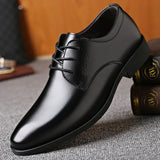 Men's Dress Shoes Gentleman Formal in Black Leather Luxury Brand Loafers Pointed Toe Sss MartLion Black lacing 38 