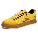 Trendy Men's Canvas Sneakers Flat Platform Sneakers Streetwear Hip Hop Designer Shoes Men Harajuku Vulcanized MartLion Yellow Low FC8903 44 