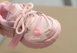 Spring Summer Children Mesh Sneakers Girls Breathable Running Shoes Princess Heart Design Baby Soft Clunky MartLion   