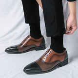  Patchwork Brogue Shoes Men's Dress Shoes Split Leather Oxfords Elegant Sapato Social Masculino Mart Lion - Mart Lion