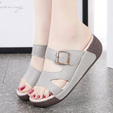 Women's Wedge Heeled Sandals Casual Open Toe Platform Slipper Slip Heel Height 4.0cm MartLion   