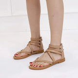 Casual Flat Rome Sandals Women Shoes Summer  Gladiator Bohemia Ladies Back Zipper MartLion   