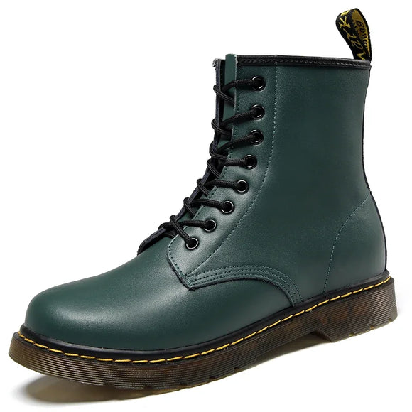 Men Leather Classic Hole Boots British Style Riding Short Ankle Boots Outdoor Boots Women's Boot MartLion