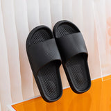 Men's Women Soft  Sole Slides Summer Sandals Couples Slippers Home Non Slip Bathroom Mart Lion Black 3637 