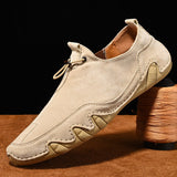 Men's Casual Shoes Leather Loafers Flat Soft Light Octopus Peas Driving Mart Lion Sand color 38 