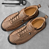 Hand-stitched Leather Shoes Men's Outdoor Light Non-slip Walking Casual Slip-On Driving Loafers MartLion   