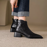 Autumn Women Boots Pointed Toe Chunky Heel for Winter Short MartLion   