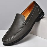 Slip On Leather Casual Shoes Men's Loafers Luxury Hombre Homme Social slip-ons MartLion Gray 46 