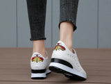 Women's Casual Shoes White Wedge Platform Outdoor Chunky Sneakers Breathable Height Increasing Female