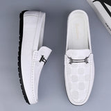 White Loafers Men's Shoes Genuine Leather Casual Shoes Luxury Formal Comfy Moccasins Slip MartLion   