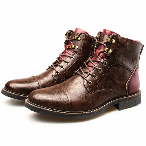 Men Boots Patent Leather Winter High Top Shoes Casual British Ankle Boots MartLion