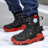 Children's Winter Boots Kids Plush Warm Shoes Non-slip Girls Waterproof Boys Winter Shoes Snow MartLion Black 5678 32 (insole 21cm) 