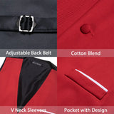 Luxury Red Solid Vest for Men's Silk Satin Waistcoat Bowtie Tie Hanky Set Sleeveless Jacket Wedding Formal Suit Barry Wang MartLion   
