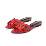 Women's Shoes Summer Genuine Leather Pointed Slippers Beach Flip-flops MartLion Red 44 CHINA