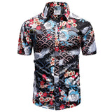 Summer Retro Flower Pattern Design Short Sleeve Men's Casual Shirts All-Match Multicolor Optional Shirt MartLion B08105 S 