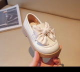 Spring Girls Leather Shoes Little Princess Bow-tie Design Nude Children School Performance Baby Soft Flats MartLion   