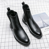 British Style Chelsea Boots Men's Mid Calf Dress Shoes Formal Ankle Antumn Masculina Split Leather Mart Lion   