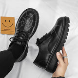 Men's Leather Shoes Creative Spider Web Stitch Casual Sneakers Flats Skateboard Sports Walking Loafers Mart Lion   