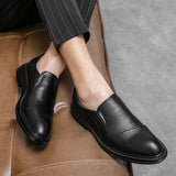 Slip On Dress Shoes Men's Formal Loafers Soft Split Leather Thick Sole Casual Footwear Mart Lion   