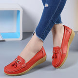 Summer Spring Slip On Flats Shoes Women Flat Casual Ladies Mocassin Femme Moccasins Breathable Zapatos Planos Mart Lion Red 37 