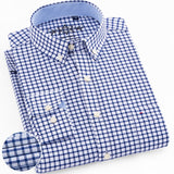 Men's Regular-Fit Long-Sleeve Sturdy Knit Oxford Tops Shirt Plaid Striped Embroidered Pocket Button-down Casual Versatile Mart Lion 1006-26 41 