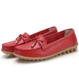 Woman Flats Shoes Ballet Flat Sneakers Genuine Leather Spring  Soft Moccasins Ladies Boat Ballerina Espadrilles Creepers MartLion Big red 43 insole 26.5cm 