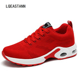 Thick-Soled Ladies Sneakers Korean Student Mesh Casual Shoes Breathable Soft Bottom Cushion Running Mart Lion Red 4.5 