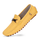 Men's Genuine Leather Loafers Soft Moccasins Shoes Autumn Flat Driving Folding Bean Zapatos Hombre MartLion 15119-Yellow 47 