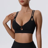 High Support Sports Bra Cross Straps Back High Support Impact Yoga Underwear Running Fitness Gym Padded Bralette MartLion black L CHINA