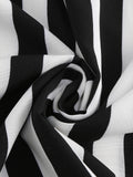 Black and White Striped Vintage Long Dresses Summer  Polyester Women MartLion   