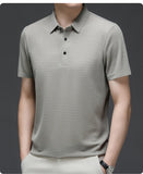 Tall Men's Golf Shirt Lop-up Hollow Short-sleeved Shirt MartLion   