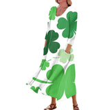 Long Dresses Delicate St Patrick's Day Print Mid-Calf For Woman O-Neck 3/4 Sleeves Ladies Frocks MartLion Mint Green M United States