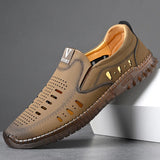 Spring Autumn Men's Shoes Soft Leather and Soles Flat with Line Casual Designer Middle-aged Old Dad Loafers MartLion   