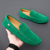 Suede Leather Penny Peas Loafers Men's Women Boys Driving Shoes Moccasins Slip on Flats Designer Loafers Pink MartLion   