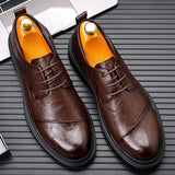 Platform Men's Shoes Luxury Oxford Shoes Casual Lace Up Dress Loafers Moccasins Office MartLion   