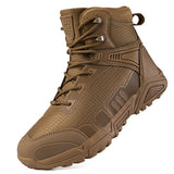 Fujeak Men's Tactical Boots Outdoor Motorcycle Shoes Winter Combat Ankle Work Safety Special Force Mart Lion brown 39 