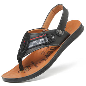 Top Layer Cowhide Leather Flip Flops Men's Summer Designer Sandals Soft Sole Shoes Slippers MartLion black 39 