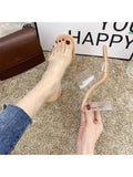 Summer Women Pumps Sandals PVC Jelly Slippers Open Toe High Heels Transparent Perspex Slippers Shoes Heel Clear MartLion apricot-7 cm 41 