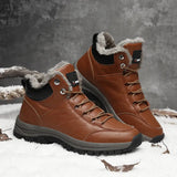 Winter Anti Slip Snow Boots Outdoor Plush Leather Hiking Shoes Men's Waterproof Boots Comfortable Military MartLion   