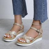 Summer Wedge Sandals for Women Buckle Strap Platform Rome Open Toe Thick Bottom No-Slip MartLion   