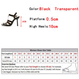 Liyke Black PVC Transparent Women Pumps Sandals Stiletto Square Toe Buckle Strap High Heels Dress Shoes Mart Lion   