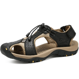 Summer Leather Men's Shoes Sandals Slippers MartLion 7236Black 39 