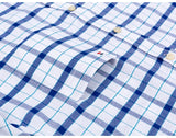 Men's Summer Casual Short Sleeve 100% Cotton Thin Oxford Shirt Single Patch Pocket Standard-fit Button-down Plaid Striped Mart Lion   