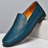 Slip On Leather Casual Shoes Men's Loafers Luxury Hombre Homme Social slip-ons MartLion Blue 46 