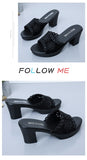 Women Open Toe Slippers Round Toe Solid Color High Thick Heel Slippers Shoes High Heels Wedges Sandals