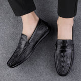 Super Soft Men's Moccasins Slip On Loafers Flats Casual Footwear Crocodile Microfiber Leather Shoes Mart Lion   