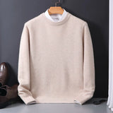 Sweater O-neck Pullovers Men's Loose Knitted Bottom Shirt Autumn Winter Korean Casual Men's Top MartLion Beige M 