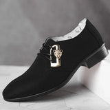 Elegant Men's Dress Shoes Leather Normal Loafers for Casual Pointed Toe Blue Designer MartLion   