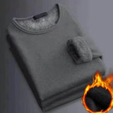 Winter  Men's Long-sleeved Thermal T-Shirt Fleece Bottoming Shirt Round Neck Shirt MartLion   