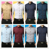 Autumn  Men's Social Shirt Slim Fit Long Sleeve Plaid Cotton Casual Brand Clothes Mart Lion   